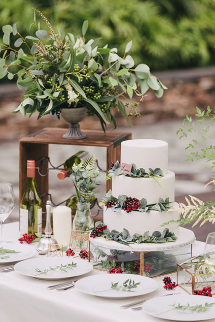 highly decorated wedding cake